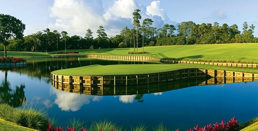 Island green at bundled golf community