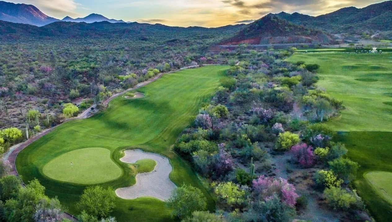 Quintero Golf Club in Peoria, Arizona arial view of golf course