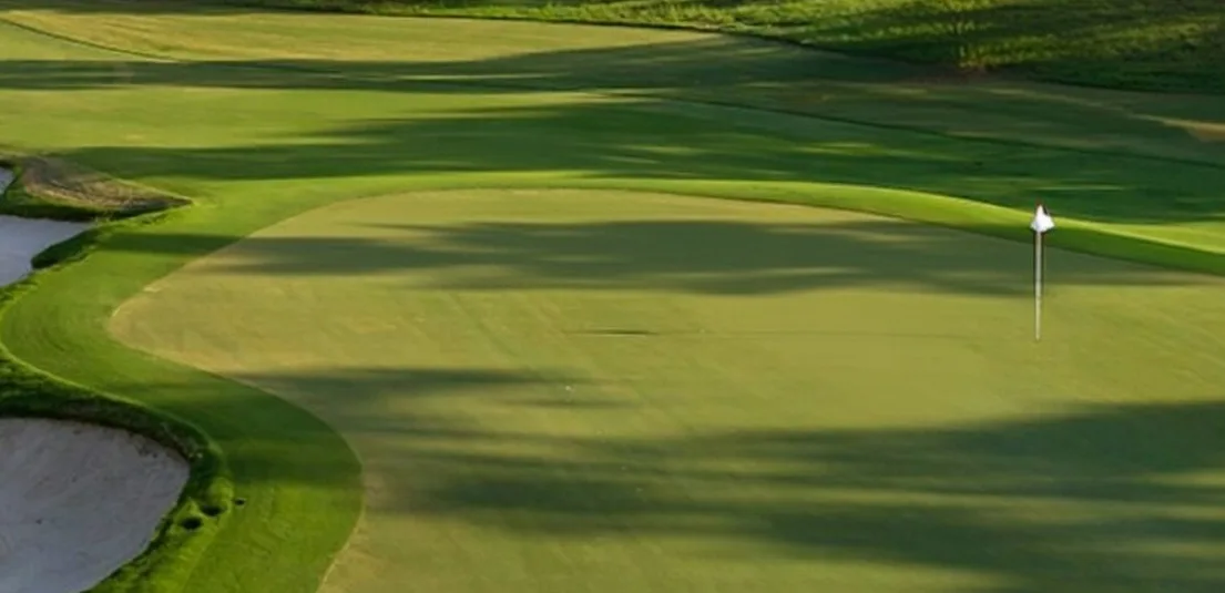 The Club at Carlton Woods in The Woodlands, Texas view of golf green with flagstick